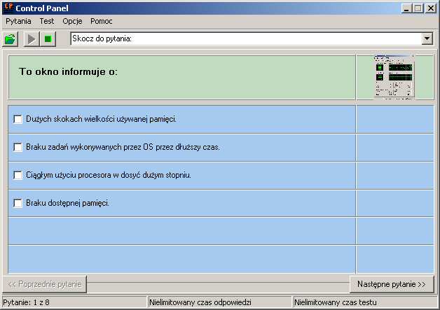 System testów Control Panel