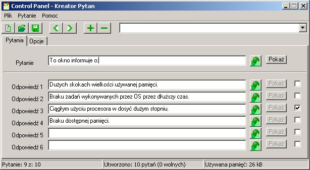 System testów Control Panel